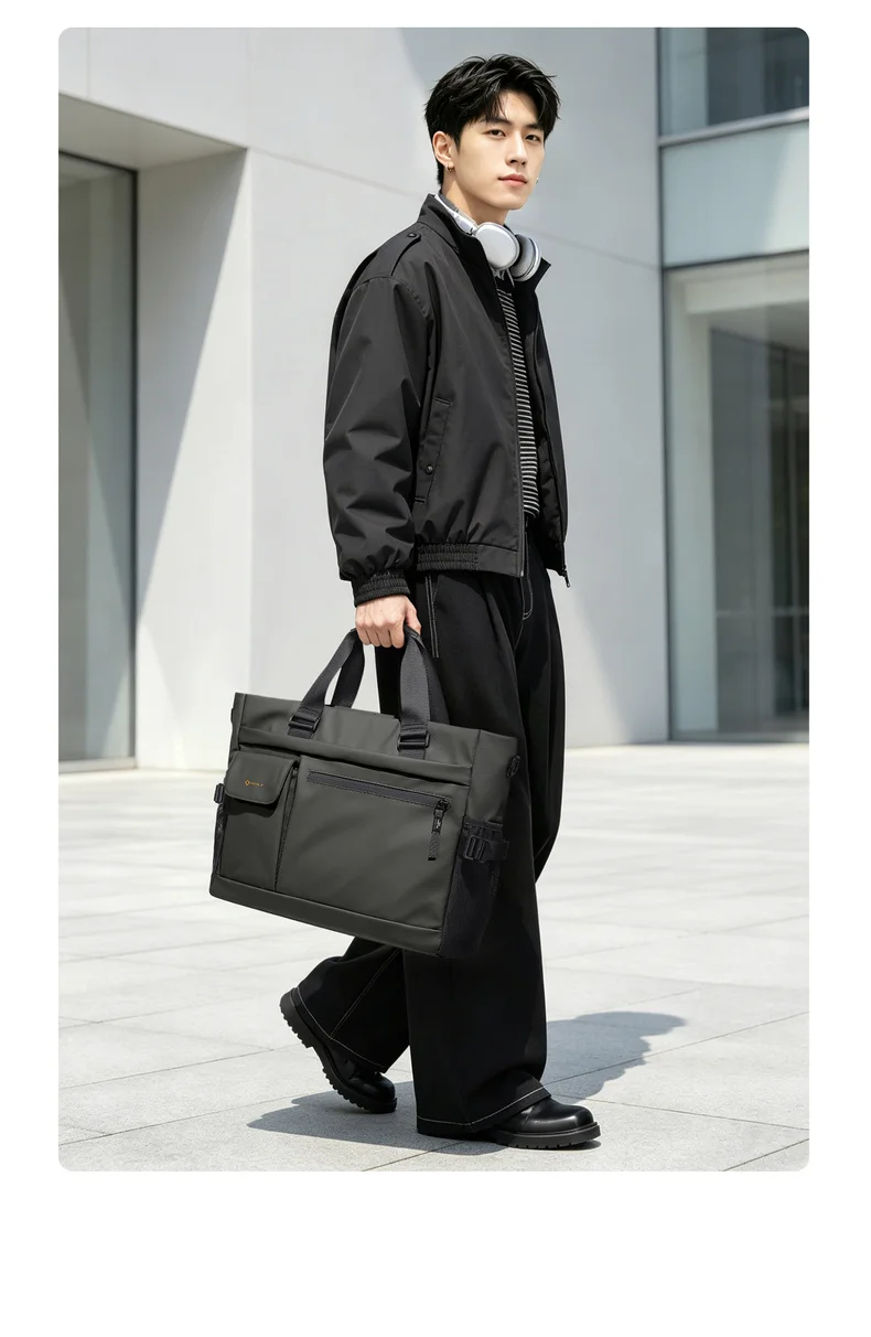 GOLF QUALITY Large Capacity Men's Briefcase 15.6" Business Travel Laptop Bag Casual Handheld File Multi-functional Office Bag