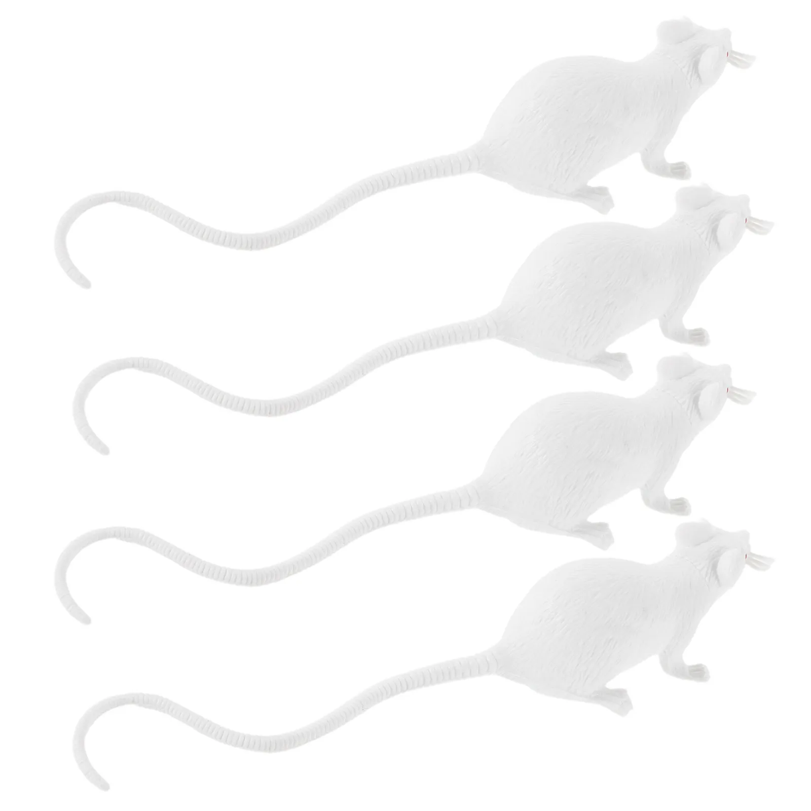 4Pcs Lifelike White Mouse Prank Item Educational Science Display Halloween Prop Party Decor Interactive Pet Stimulator Creepy