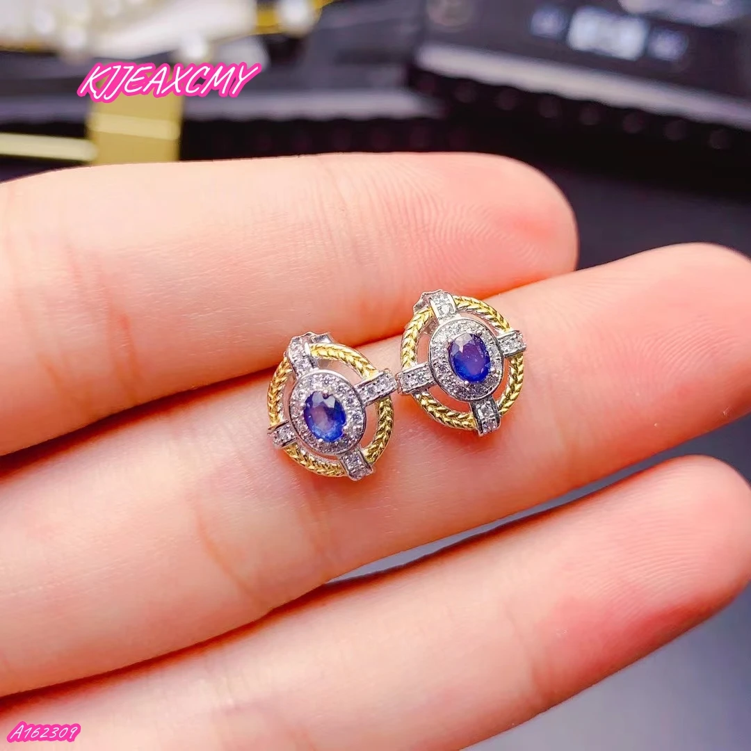 

KJJEAXCMY Brand Boutique Jewelry 925 Sterling Silver Natural Sapphire Women's Colorful Gem Earrings Girls Handmade Ancient Craft