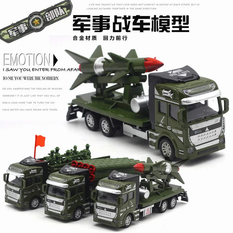 1:48 Legierung Militärmodelle Raketenwerfer Raketenwagen Pull Back LKW Spielzeugauto Modell neues Modell Geschenke