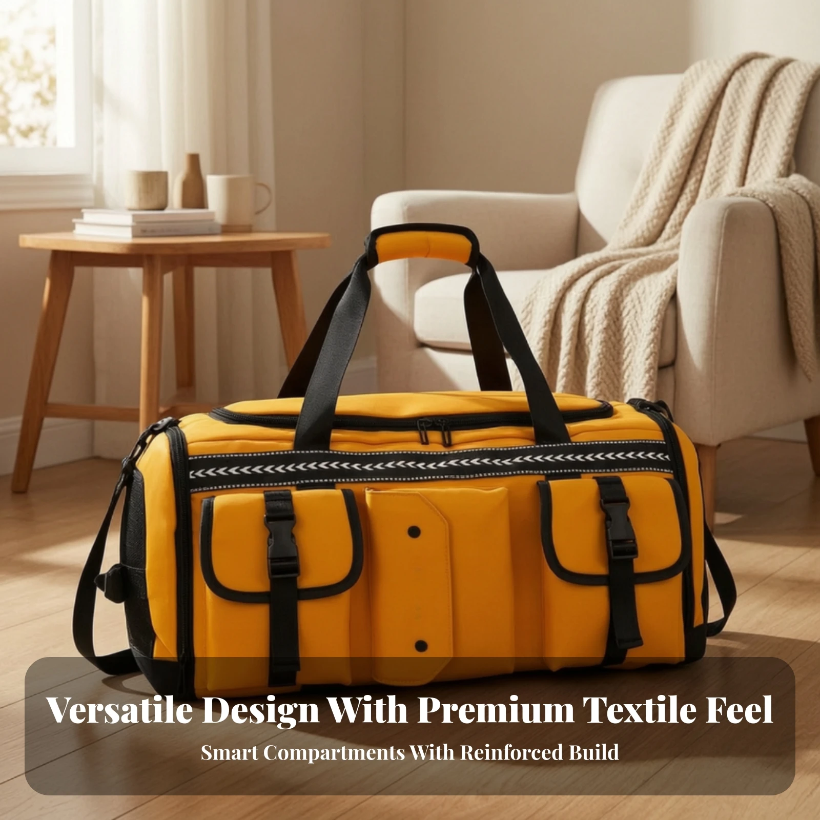 Travel Duffel Bag Multiple Pockets Duffel Bag with Shoe Compartment Versatile Adjustable for Travelers, Overnight Trips