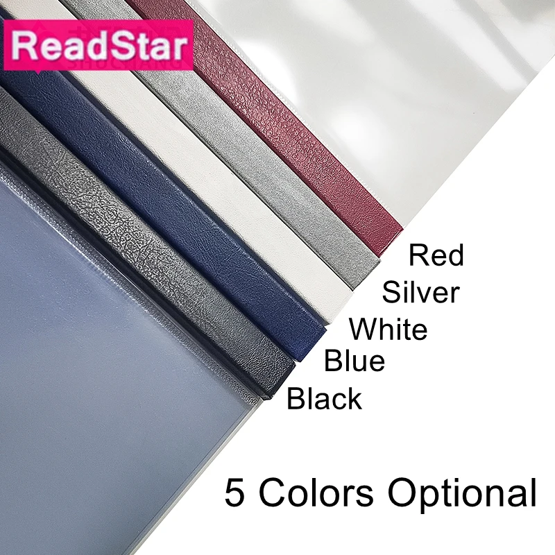 5 pz/lotto ReadStar A4 1-32mm(1-315sheets) coperture per rilegatura termica della colonna vertebrale in acciaio colmo in acciaio trasparente opaco