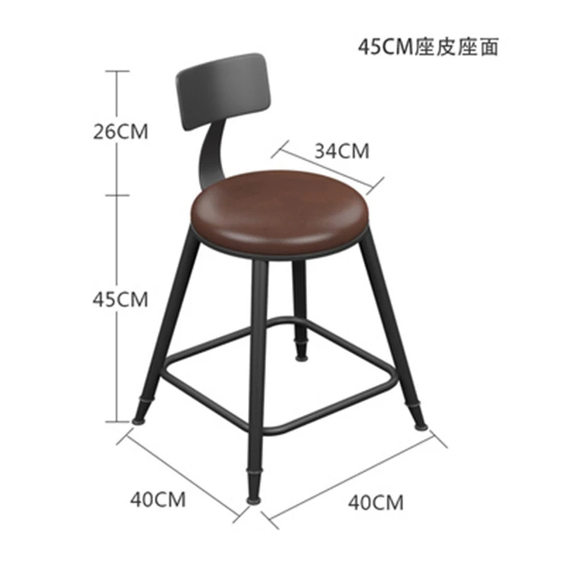 Cadeira de barra nórdica do contador de ferro, Tamborete macio do passo do vintage, Mobília moderna da sala de visitas