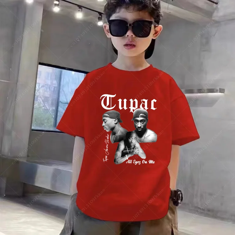 Tupac 2pac Rapper Thug Life Hip Hop Fashion Kids T-shirt Baby Boys Girls Clothes Summer Children Cotton Short Sleeve T Shirt Top