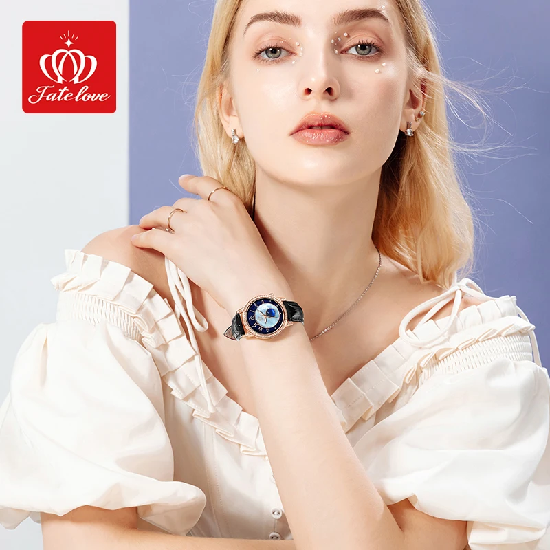 Orologio da donna semplice al quarzo con cintura di marca Fate Love 825