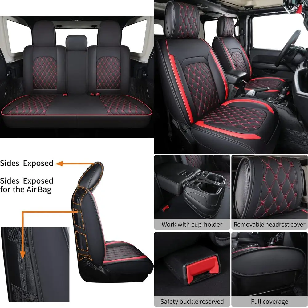 

Jeep Wrangler JK JL 4-дверные чехлы на сиденья Полный комплект Custom Fit 2007-2026 Unlimited X Rubicon 392 Sahara Willys Sport High Altitude 4