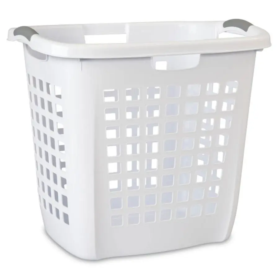 

Ultra Easy Carry Laundry Hamper, Comfort Handles to Easily Carry Clothes Between the Bedroom and Laundry Room, Plastic, White, 4