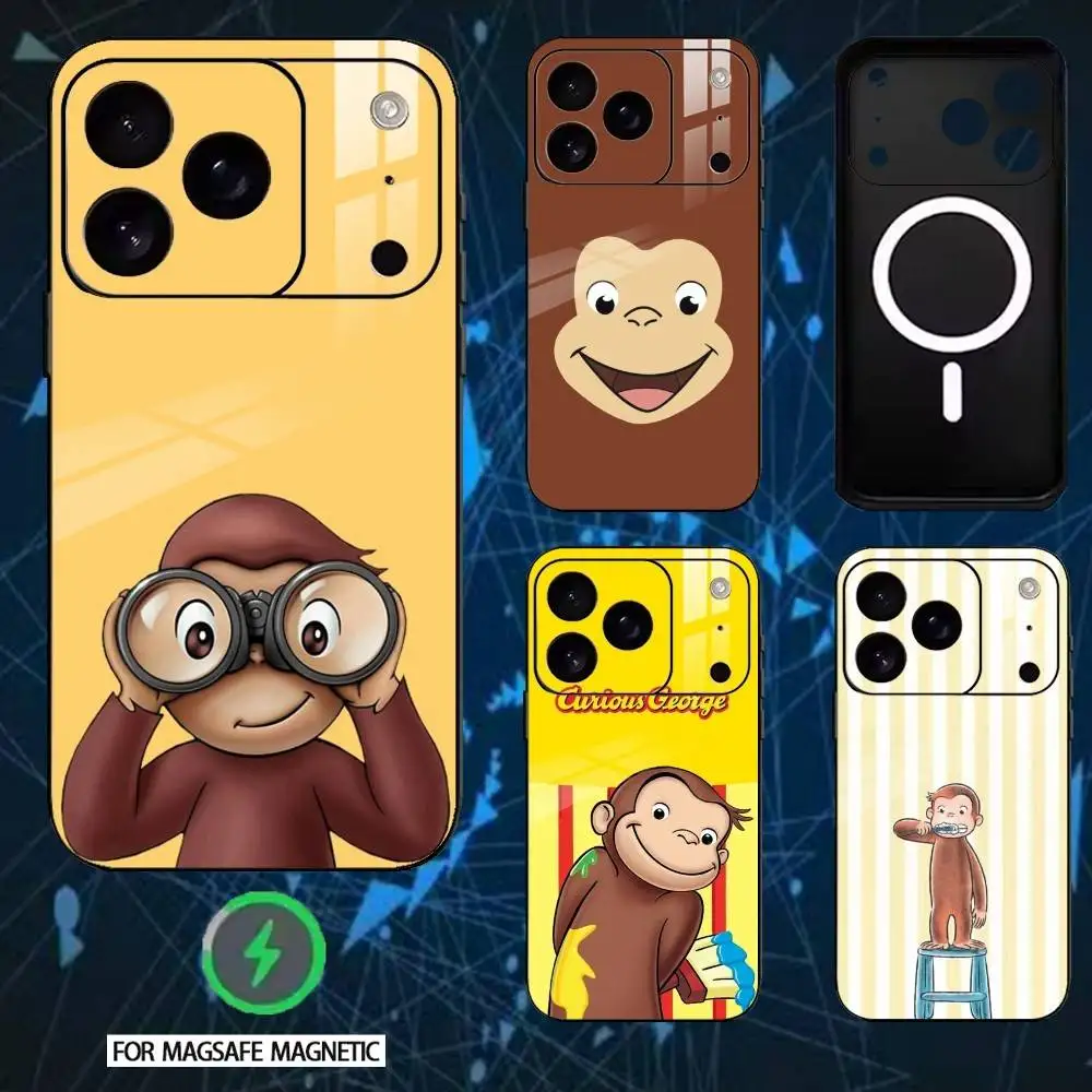 

Mokey C-Curious G-Georges Phone Case For iPhone 17 16 15 14 13 12 Pro Max Plus for Mirror Wireless Magnetic Cover