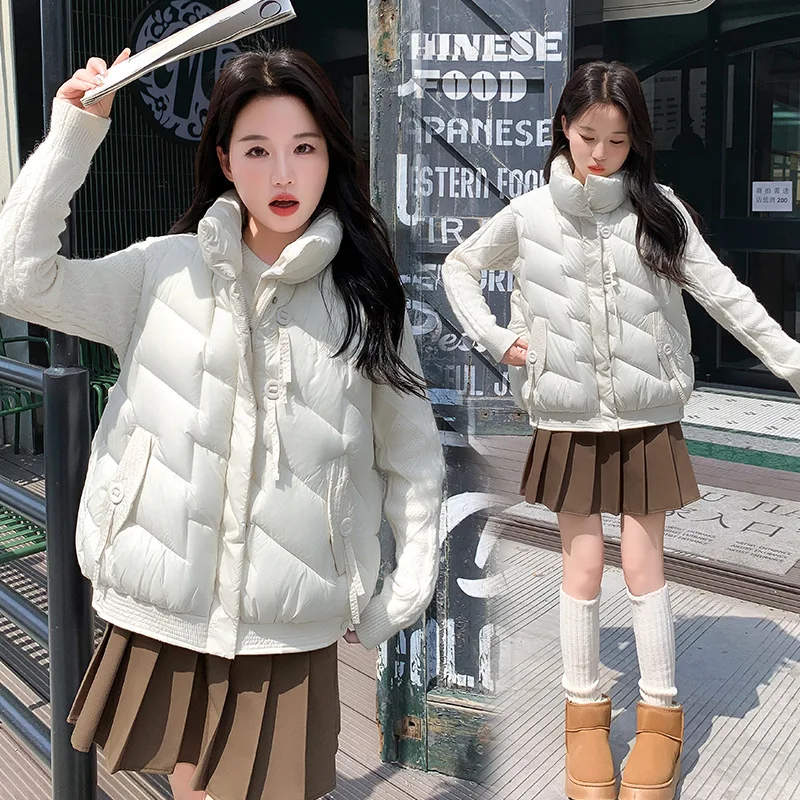 

Short Down Cotton Vests Jacket Women's 2024 Autumn Winter New Korean Parka Loose Collar Vest Fashion Warm Windproof Vest Female