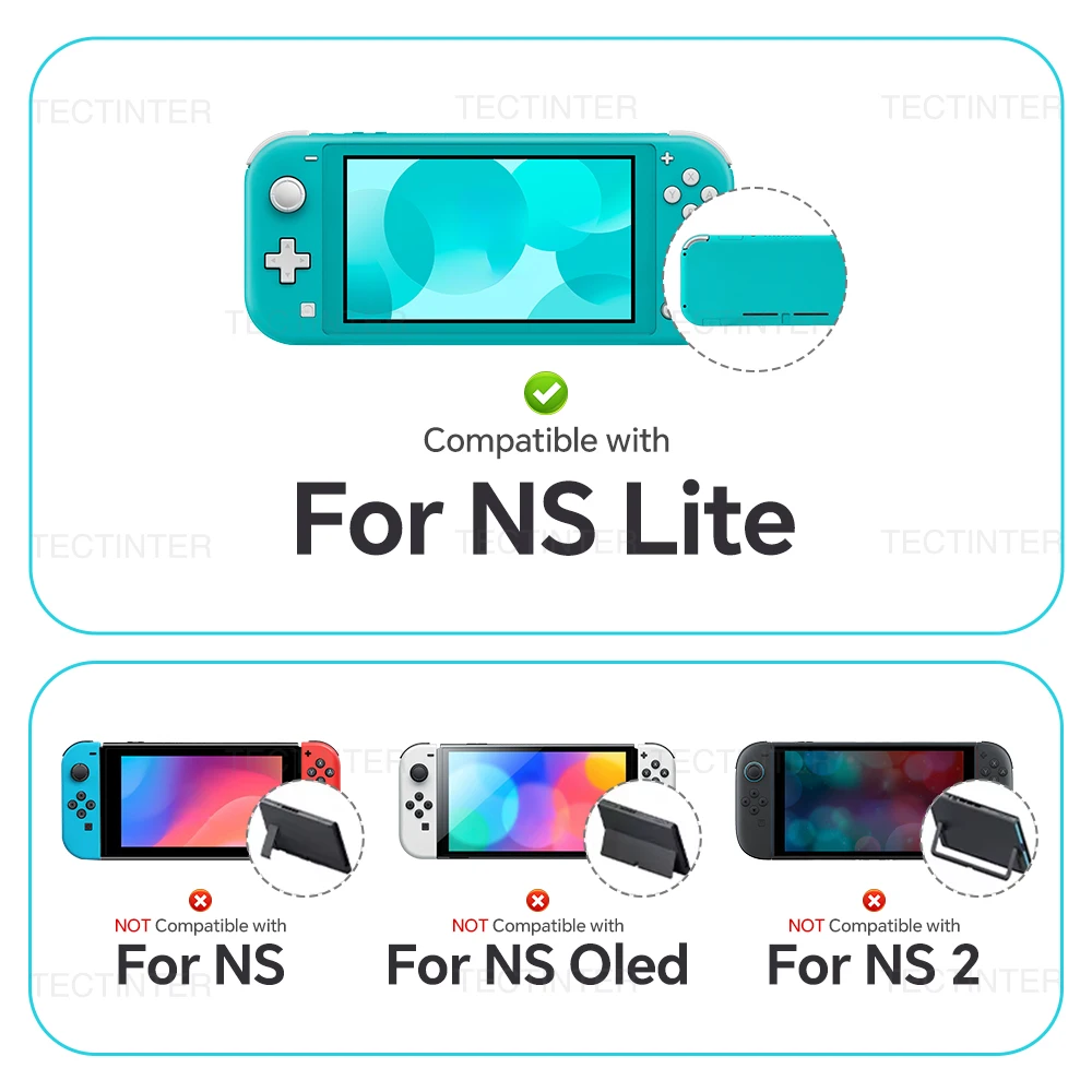 Transparent Protective Case for Nintendo Switch Lite Console Crystal Hard Glitter Cover Shell with Bracket for NS Lite Accessory