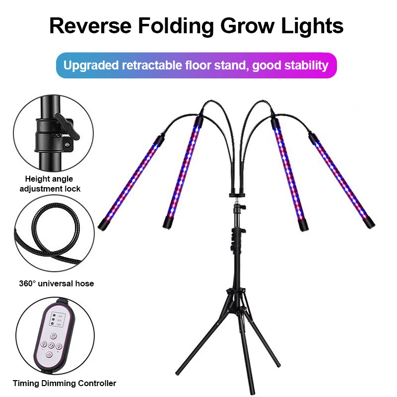 USB LED Plant Grow Light Aquarium Fish Tank Supplemental Light Aquascape Light Stand Full Spectrum Dimming Timing Remote Control