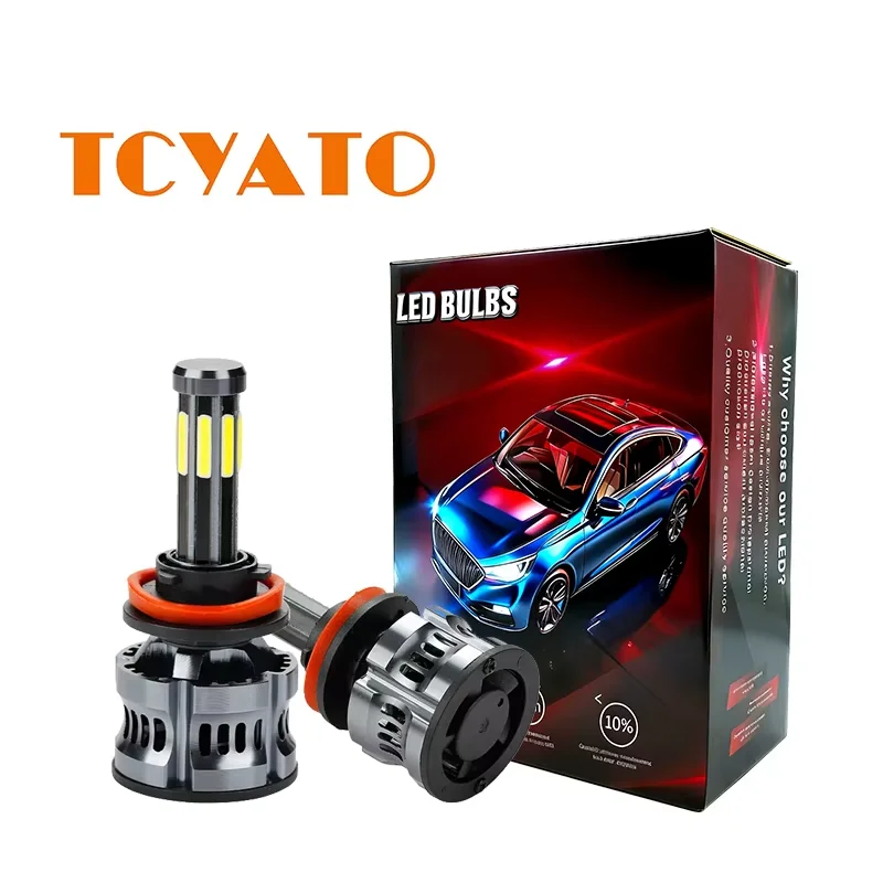 360-8-sided LED Car Headlights H1/H4/H7/H11/9005/9006/9012 180W 6000K White Car Headlights With Far and Near Light Integration