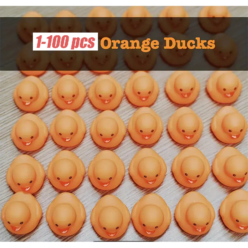 

1-100 pcs Orange Rubber Ducks, Toys Squeaky Rubber Ducks Cute Float Duckies for Birthday Party Favors Class Prizes Car Decor