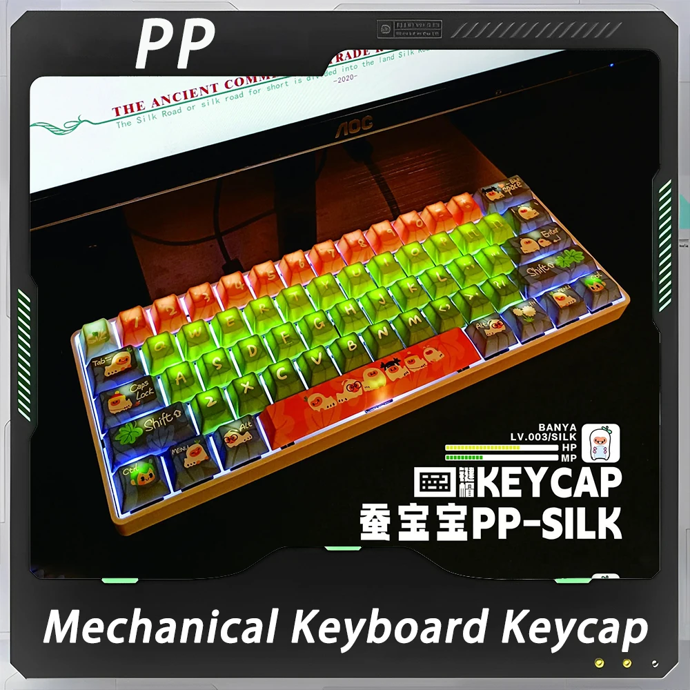 

PP silkworm Keycaps Cherry MOA Height 134 Keys Personalized Sublimation Mechanical Keyboard Keycap Sets PBT Pc Gamer Accessories