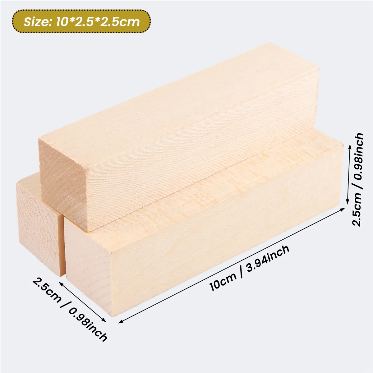 Grandes blocos de madeira esculpida, projeto Basswood inacabado, kit de artesanato, DIY Hobby Set para iniciantes, 4x1 in x 1 in, 10 Packs
