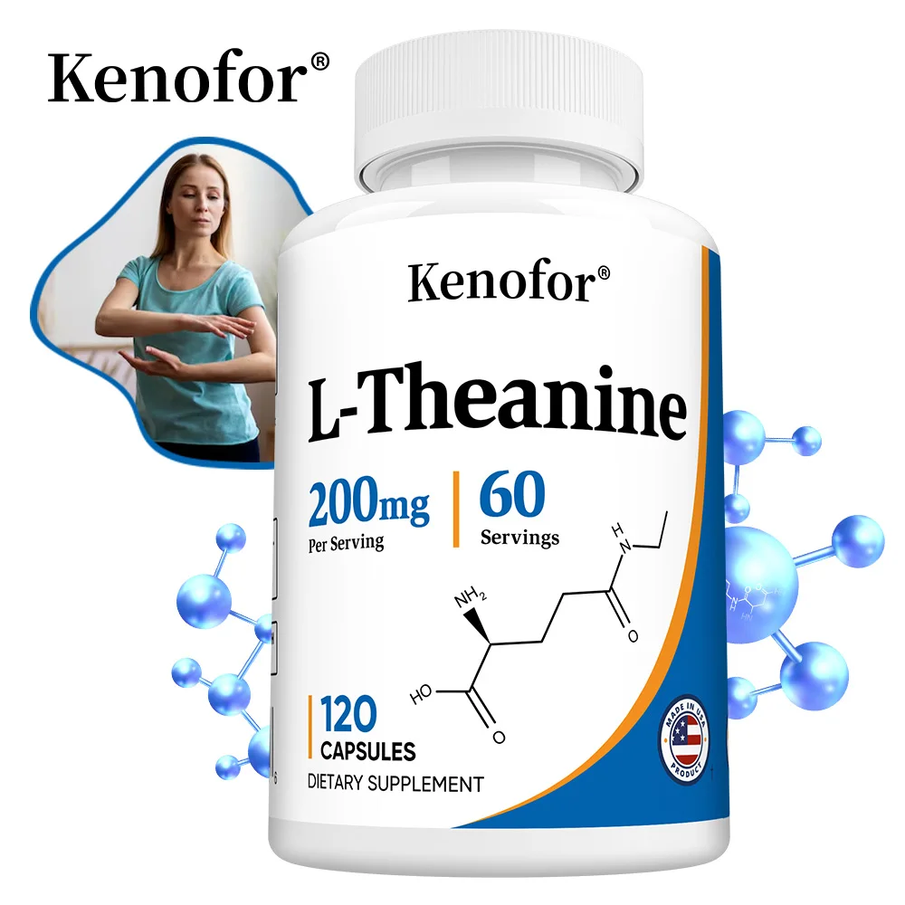

Premium L-Theanine Capsules 200 Mg, Stress Management, Healthy Mood, and Enhanced Focus, Vegan, Gluten-Free, 120 Capsules