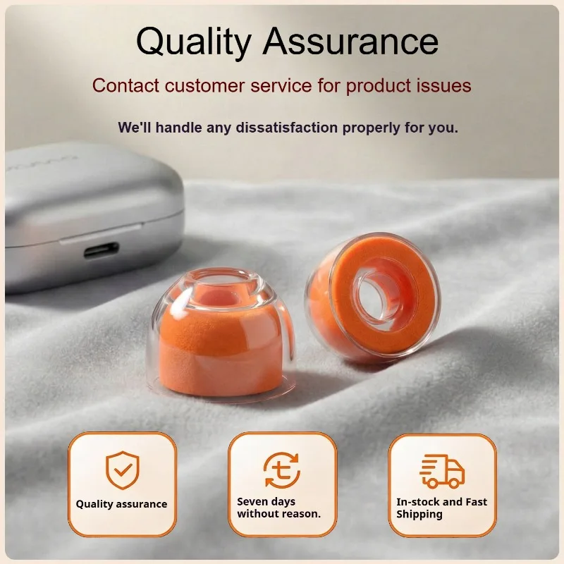 Liquid Silicone Sponge Ear Tips For Sony WF-1000XM6 Headphones Earbuds Noise-Canceling Orange Accessories for XM5/XM4 Ear Plugs view 3