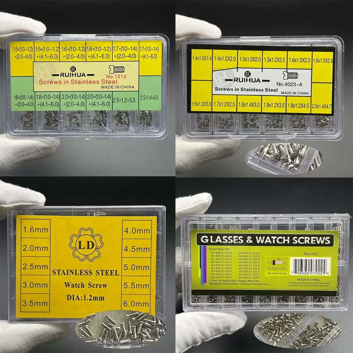 Precision Watch Repair Slotted Screws, Rust-Resistant Stainless Steel Screws for Universal Replacement, Watch Case Screws
