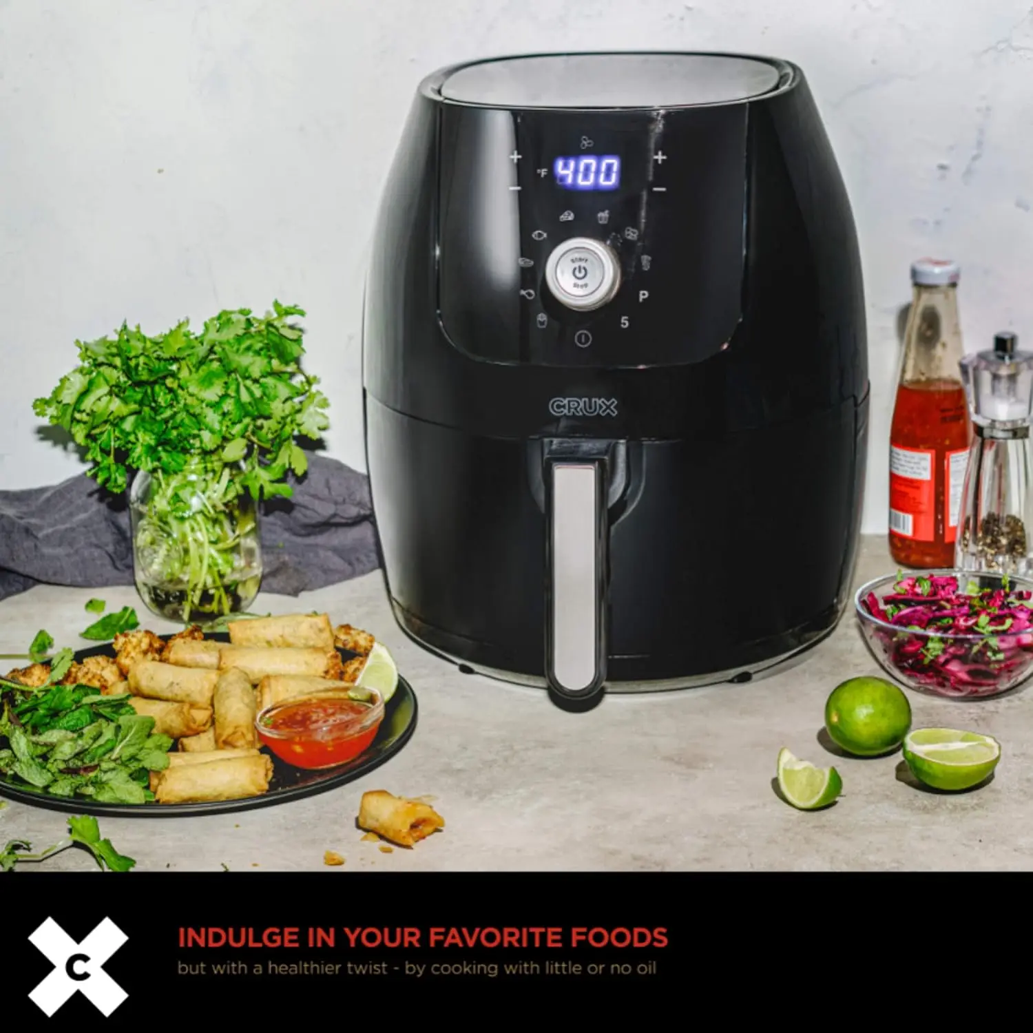 6 Qt Digital Air Fryer, Black, with Removable Nonstick Pan and Crisping Tray, Dishwasher Safe, Auto Shutoff Timer, Audible Alarm