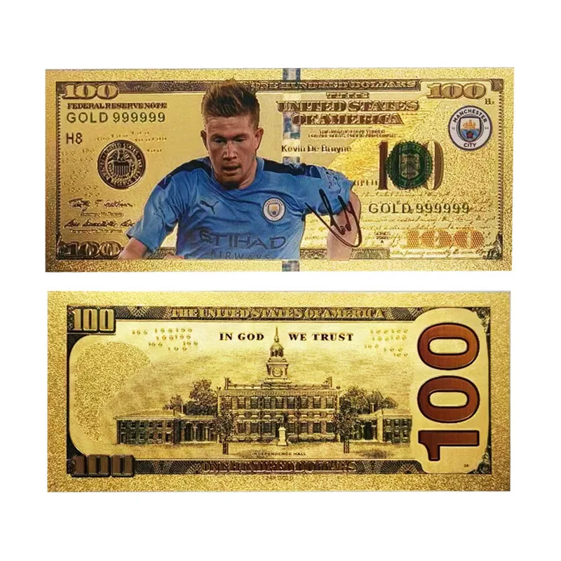 New Ronaldo Messi Neymar Mbappe Nostalgic Football Commemorative Banknote Collection Card Football Week Side Gift