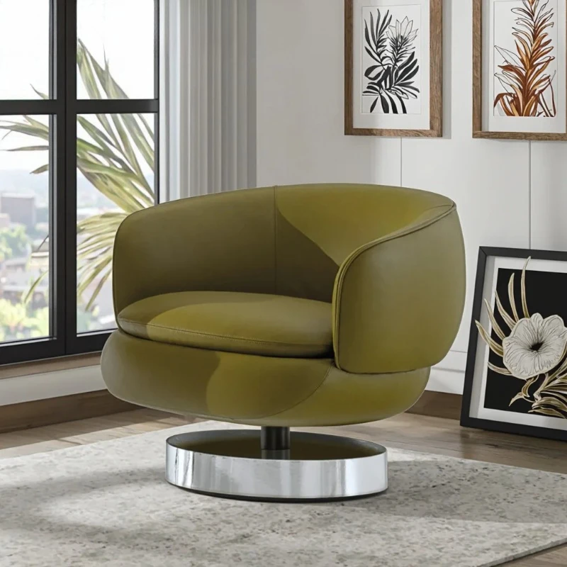 

Минималистичное вращающееся кресло-софа из нержавеющей стали, роскошное легкое люксовое одноместное кресло для виллы
