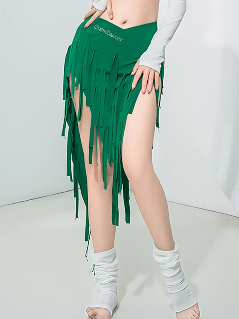 Women Belly Dance Clothing 2025 New Practice Clothes Spring Summer Split Tassel Skirt Ballroom Dancing Practice Costume