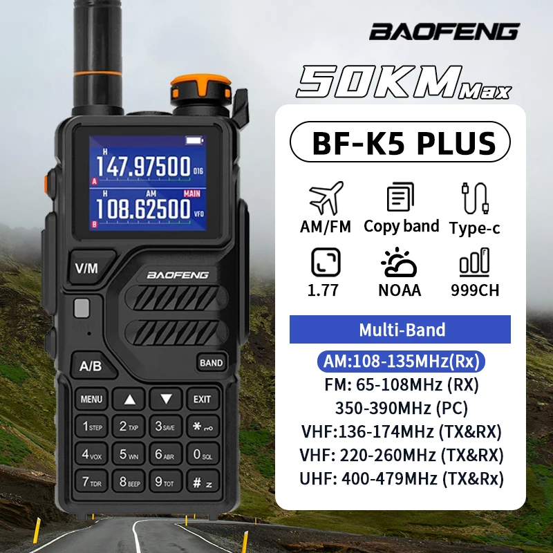 

Baofeng UV K5 Plus Walkie Talkie Air Band AM TwoWay Comumicador Station Amateur Ham Wireless Long Range Receiver Portable Radios