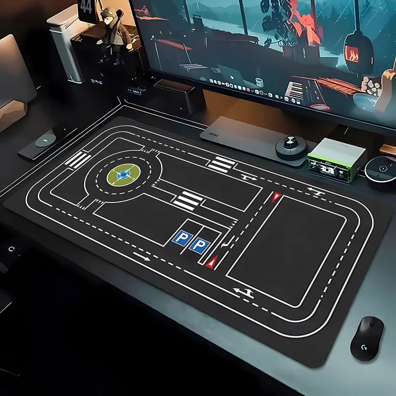 Future Track Game Anti-Slip Mouse Pads with Parking Lots and Traffic Lights, Office Computers, Laptops, and Oversized Desk Pads