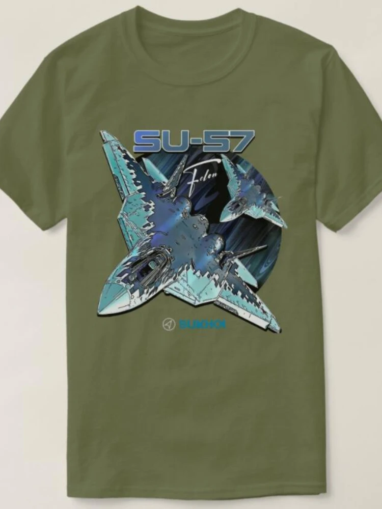 Sukhoi Su-57 Stealth Multirole Fighter Aircraft T-Shirt Short Sleeve Casaul 100% Cotton T Shirt