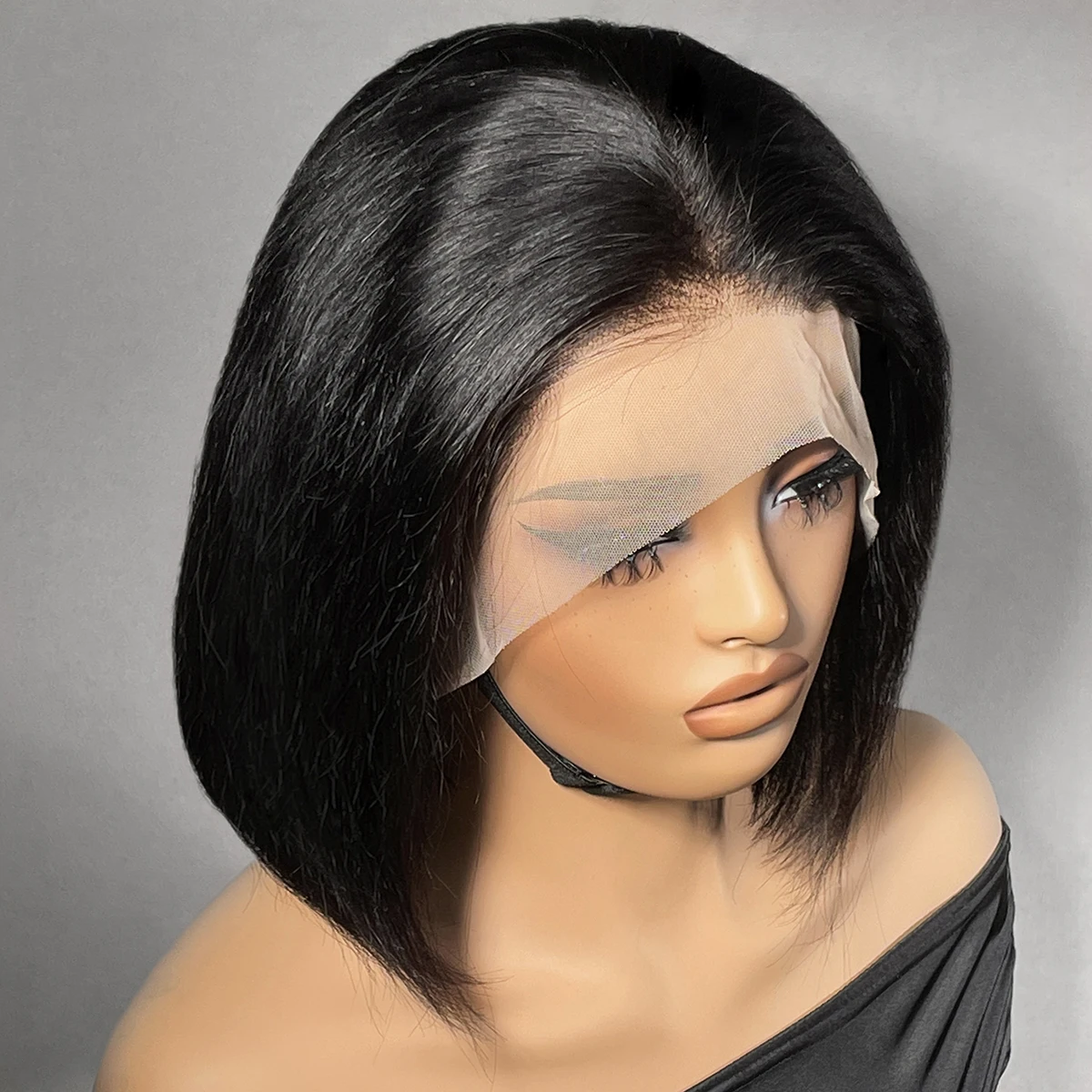 Short Bob Wig Human Hair 13x4 Transparent Lace Front Wigs 180% Brazilian Straight Bob Wig for Black Women Natural Color