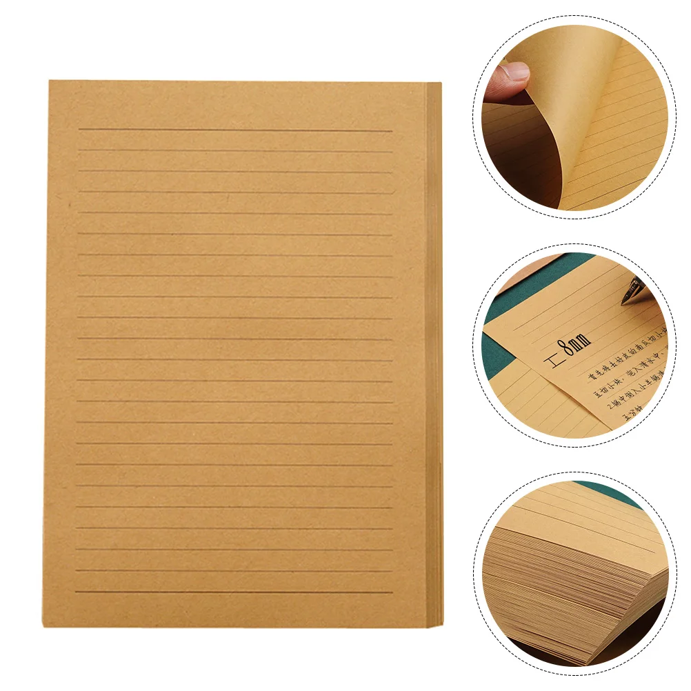 100 Sheets Kraft Writing Paper A5 Deep Khaki Retro Stationery Letter Messages Greetings Notes Poems Lyrics Thank You Cards