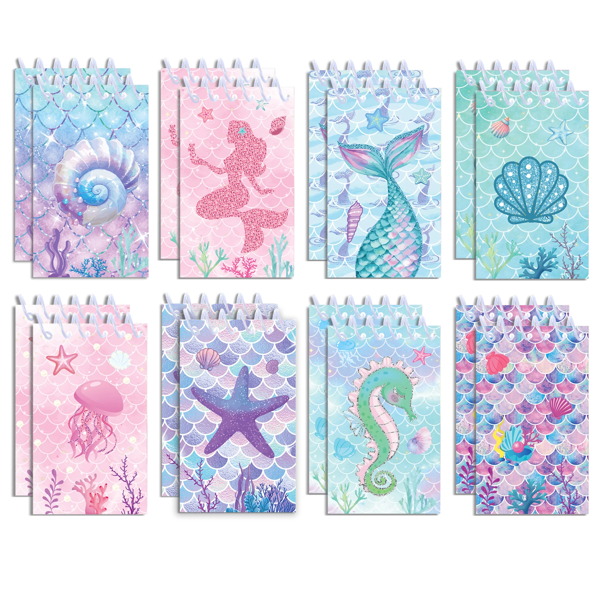 

8pcs Mermaid Theme Mini Spiral Pocket Notebooks Memo Pad Coil Booklet Notepads For Office Stationery School Diaries Kids Gifts