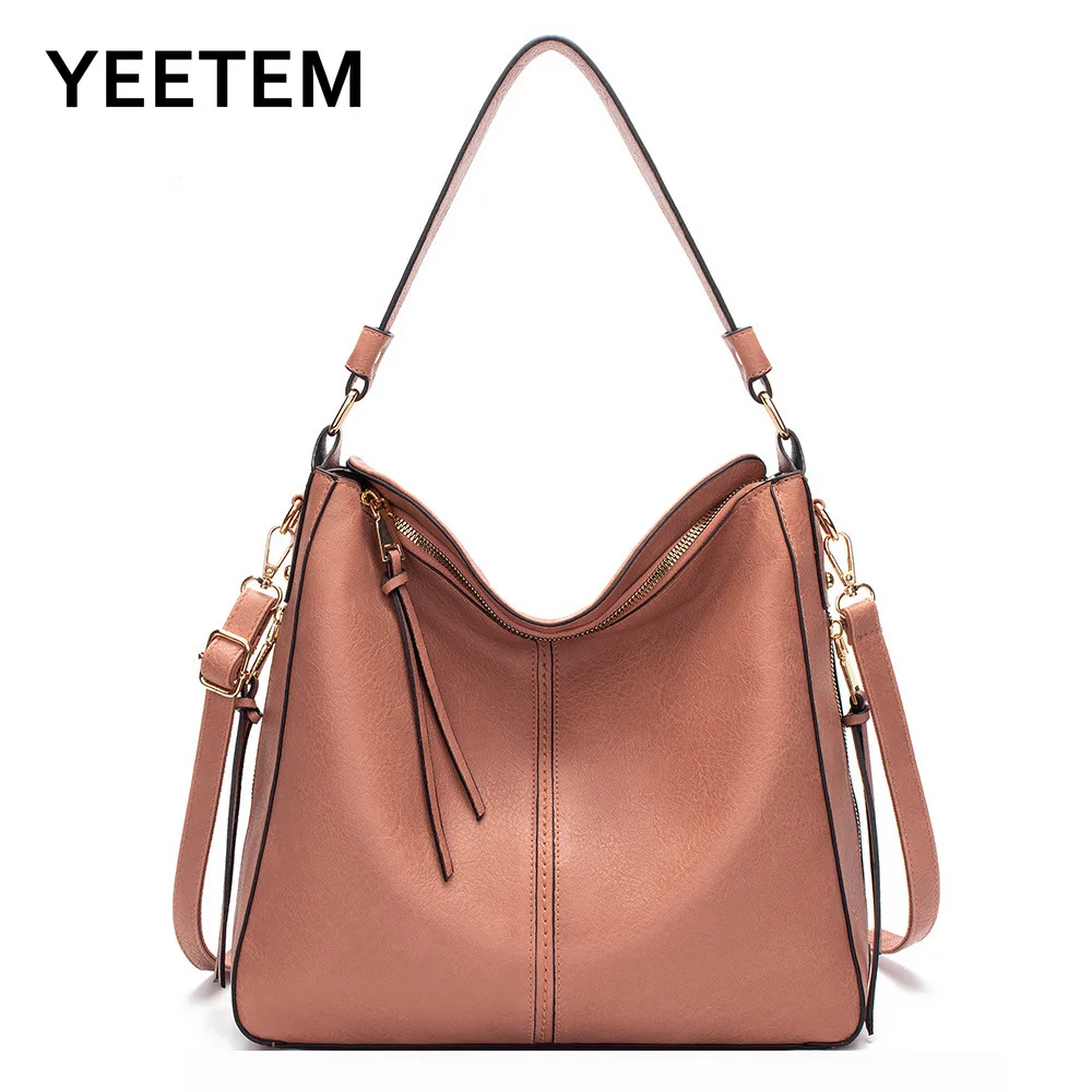 

Women's PU Handbags New Designer Large Capacity Luxury Retro Leather Shoulder Casual Crossbody Bags Female Large Tote