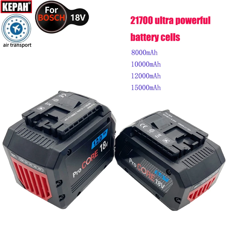 8Ah 10Ah 12Ah 15Ah ProCORE replacement Lithium battery, for Bosch 18V cordless tools BAT609 BAT618 21700 high power 5C cell