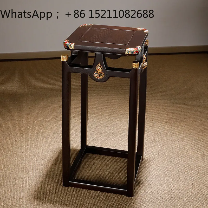SCY retro solid wood flower shelf Zen living room high-end side balcony flower floor flower pot