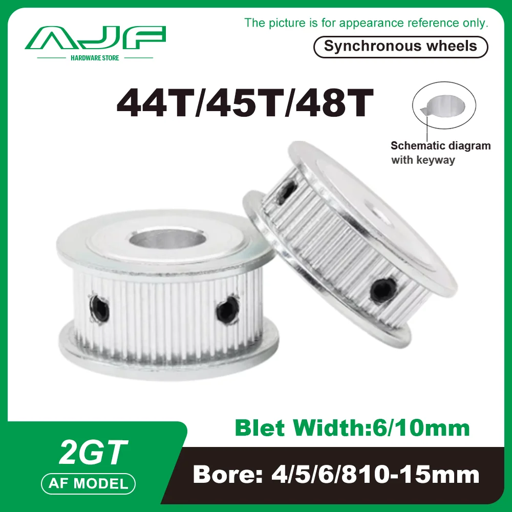 2GT AF type Timing Belt 3D Printing ,GT2/2GT 44T/45T/48T Timing Belt Pulley Aperture 4/5/6/6.35/8/10/12~15mm Belt Width 6mm/10mm