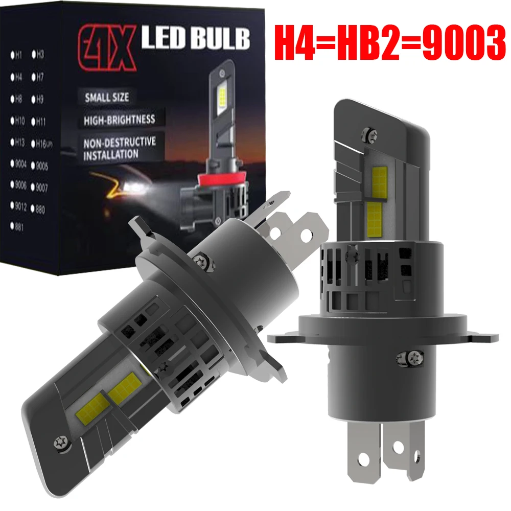 2pcs H4 HB2 9003 Led Headlight Canbus No Error Car Bulb High Power White Fog Light Diode Lamp 12v 55w For Peugeot 107 2005~2023