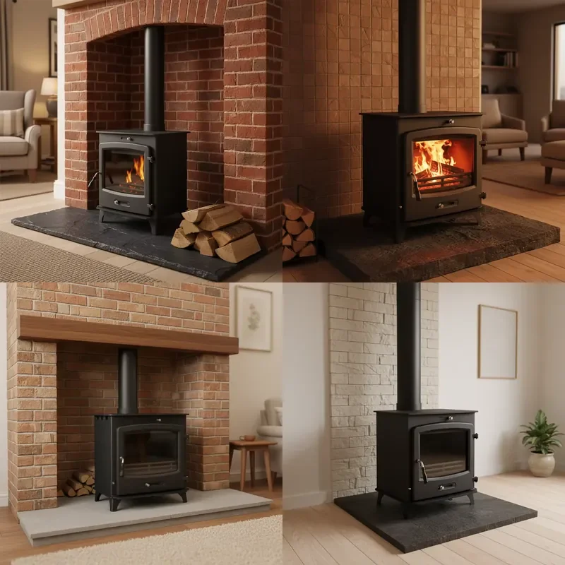 for Wamfirel Modern Stainless Steel Freestanding Eco Friendly Indoor Wood Burning Stove with Fireplace Design