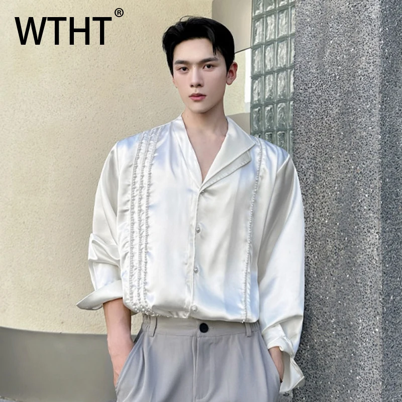 

Мужская модная рубашка WTHT с бусинами в индустриальном стиле, однотонная, на одной пуговице, с длинными рукавами, лето 2026, 2A2881