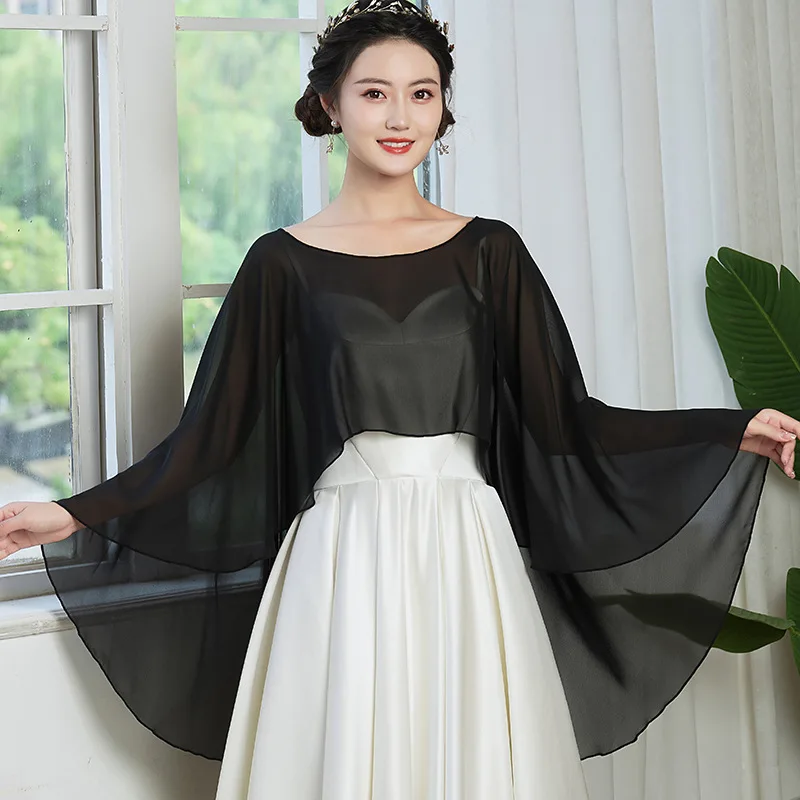 Chiffon thin summer shawl, wedding shawl daily with, skirt multi-coloured shawl mid-length, sun protection clothing, party shawl