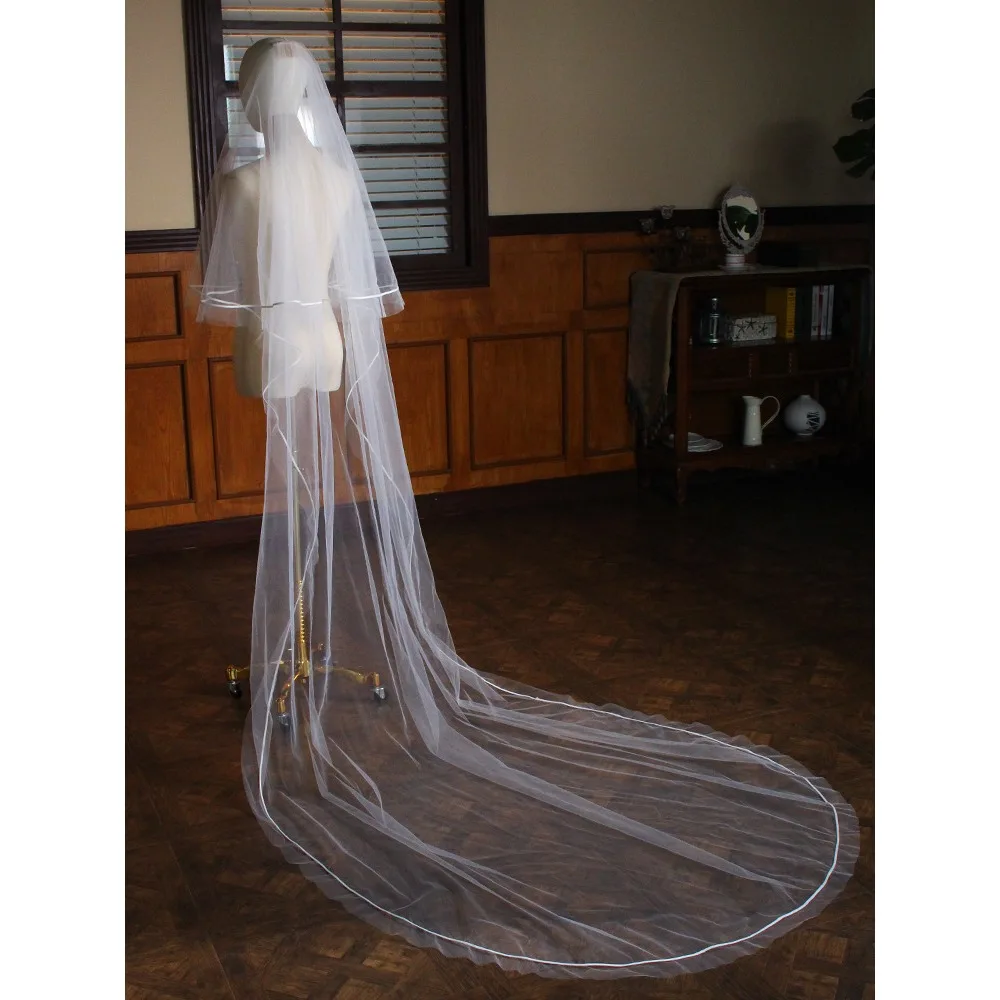Дешевая длинная свадебная фата с расческой порезанным краем, 1 слой, простые свадебные аксессуары 2025