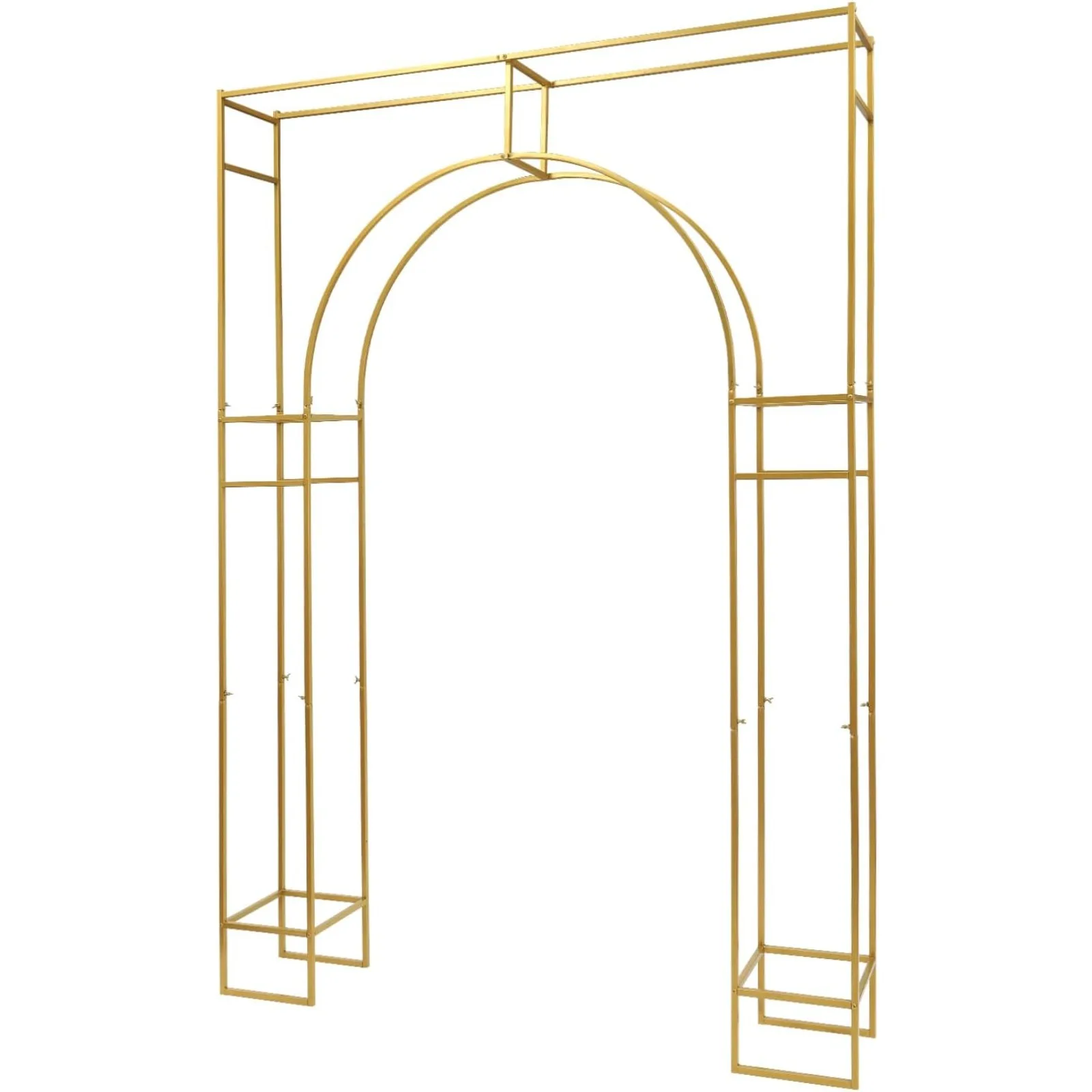 5.9x7.9Ft الذهب معدن هندسي الزفاف قوس الزهور إطار خلفية الوقوف ، حديقة في الهواء الطلق تعريشة لتسلق النباتات ، بالون الخ #1