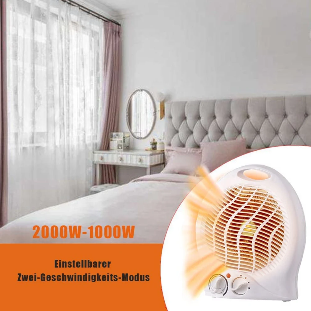 AEE6-1 Piece 2000W Heater Thermal Fan Electric Heater Spiral Radiator Heating Coil Radiator White EU Plug