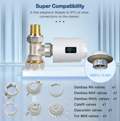 Tuya-válvula atuador inteligente do radiador, Bluetooth, TRV, programável, cabeça termostática, controlador de temperatura remoto, voz, Alexa, Google