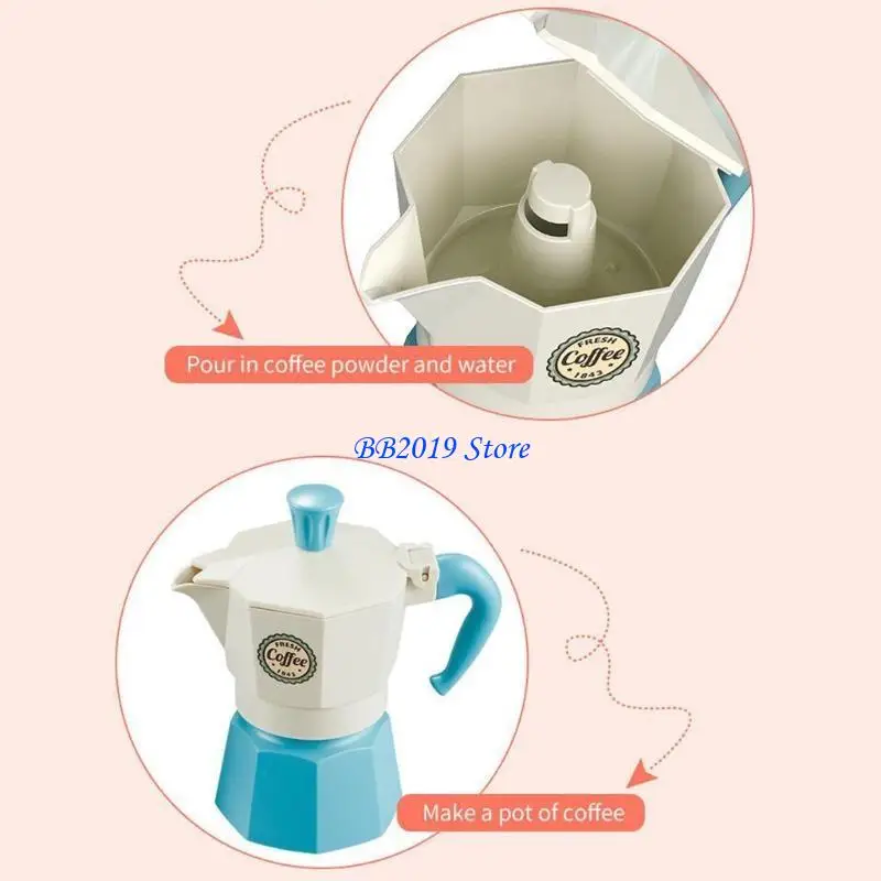Q0KB Model Coffee Maker Set for w/ Pot & Cup Pretend for Play Realistic Bakery Toy Dollhouse Accessory Cooking Toy for Toddle
