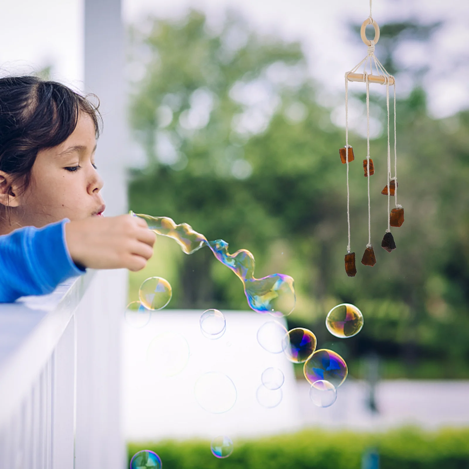 

Chakra Stone Wind Chime Natural Crystal Pendant Hanging Ornament for Balcony Decoration Chakra Stone Wind Chime