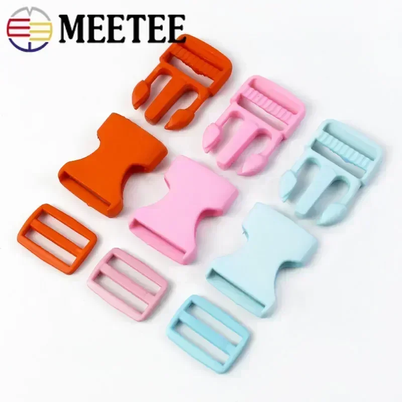 10/20Sets 15/20/25mm Colored Plastic Webbing Adjust Buckle Tri-Glide Slide Release Clasp Backpack Belt Pet Collar Hook Material