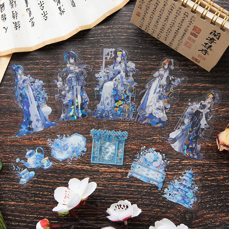 10 pcs Vintage Chinese style cartoon character Stickers pack Adhesive DIY Diary Album Scrapbooking Junk Journal Supplies