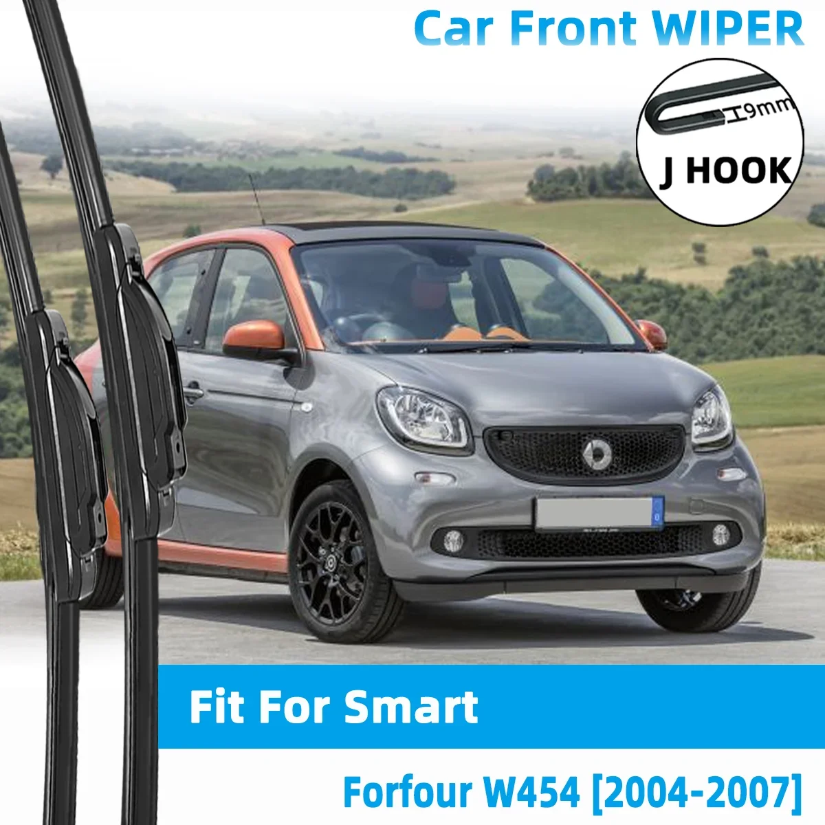 

Front Wiper Accessorie Double Rubber Car Wipers for Smart Forfour W454 2004-2007 Wipers Brushes New Upgraded 2006 2005 2004