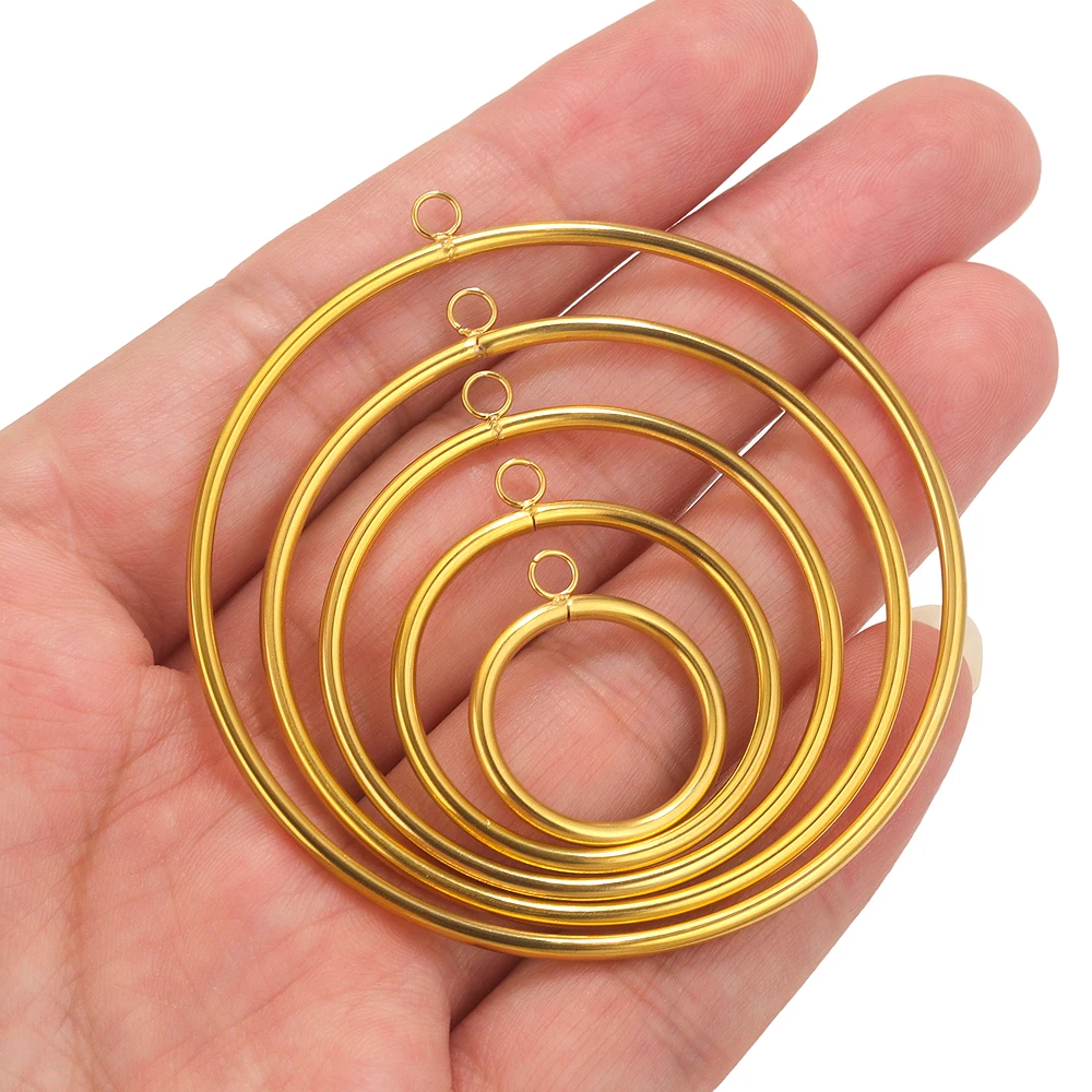 10pcs Stainless Steel Large Circle Ring Earrings Connector Charms For Jewelry Making DIY Circle Pendants Jewelry Findings Parts